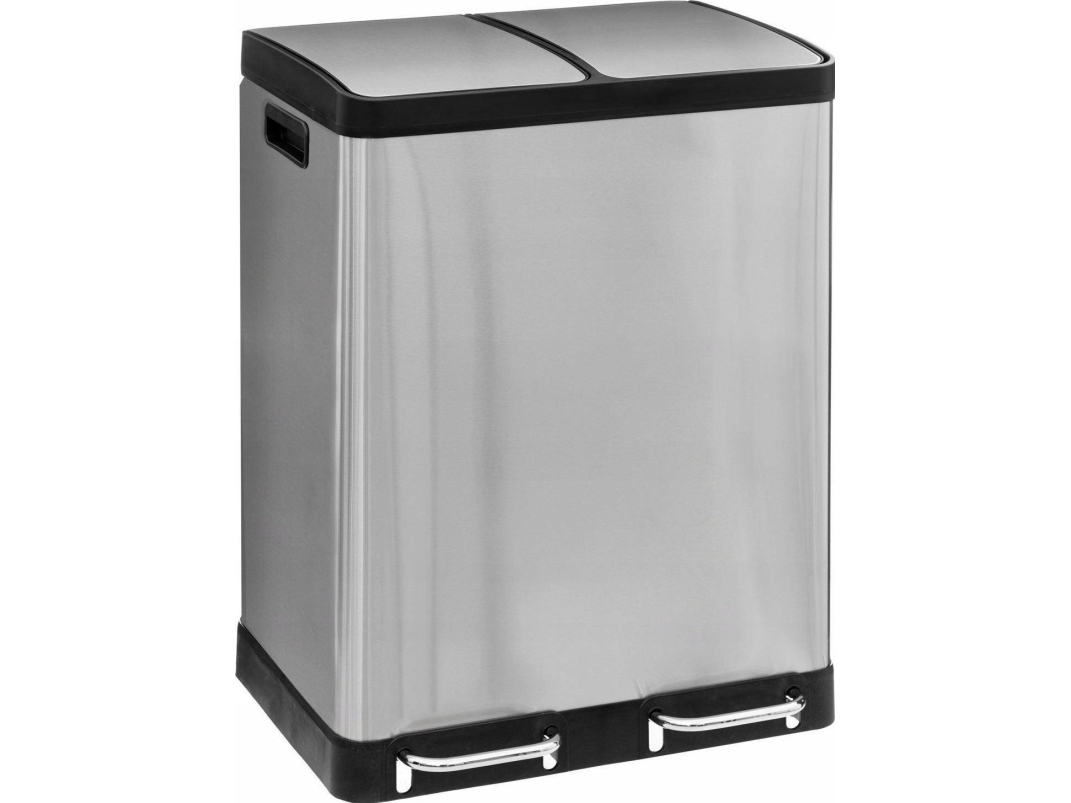 Mülleimer 5Five Doppelkompartiment Ariane, Edelstahl, Mit Pedal, 2 X 30 L