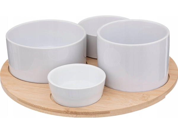 Secret De Gourmet Til Snacks Med 5 Skåle På En Bambusbakke
