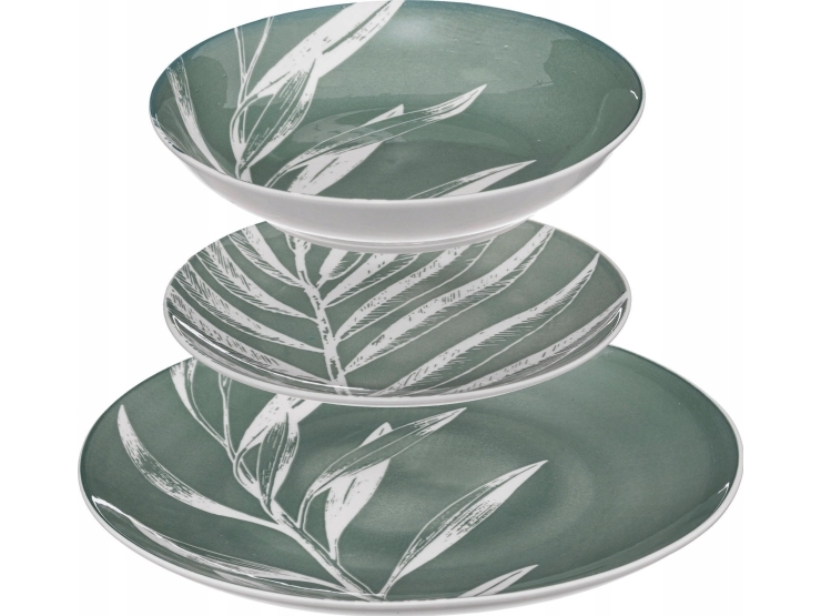 Secret de Gourmet Porcelænsstel til 6 personer, bladdesign, 18 dele