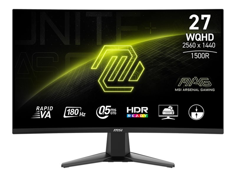 Msi Mag 27cq6fde Led Skarm Spel Böjd 27  " 2560 X 1440 Wqhd @ 180 Hz Rapid Va 300 Cd/m² 5000:1 0.5 Ms 2xhdmi Displayport Hörlur