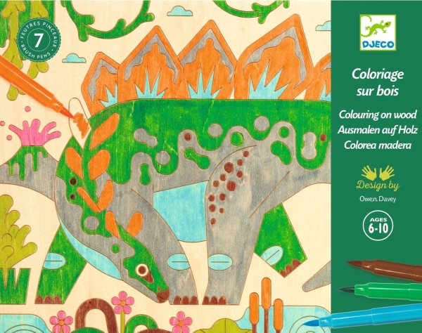 Djeco Målning med tuschpennor - Färgläggning på trä - Dinosaurier | Tele & GPS - Batteri & Laddare - Billaddare | GameStuff