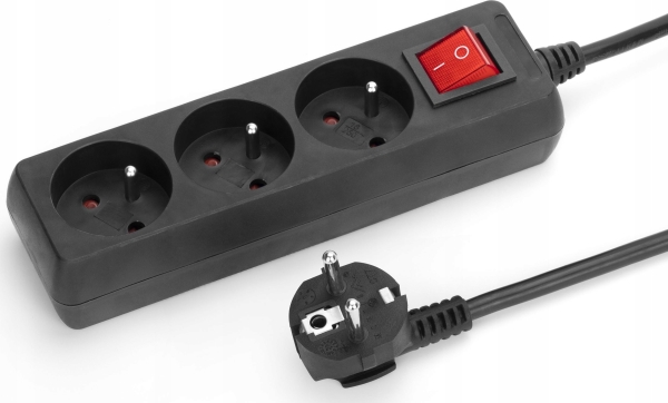 Netzwerk-Verteiler 3 Ausgänge, 2 M, Schwarz Mt118b-2 Montis