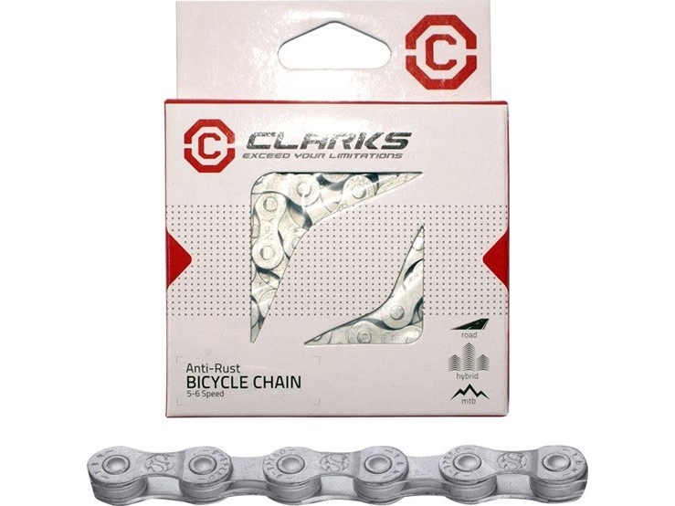 Clarks kæde C10AR, 10 gear, 116 led, 1/2x11/128, lås, antikorrosiv, sølv