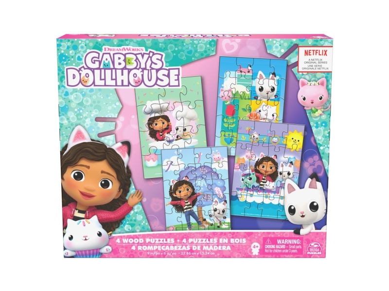 Gabby's Dollhouse Wood Puzzles 4 pack