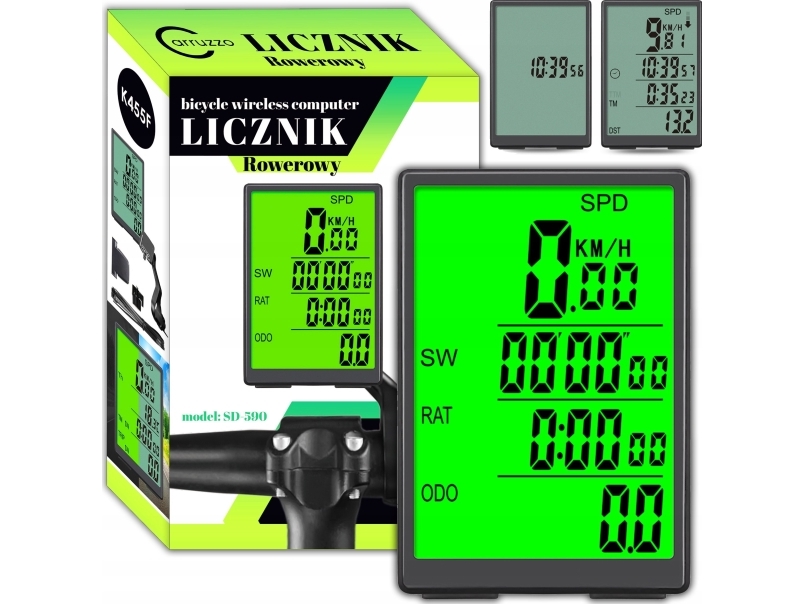 Carruzzo K455F trådløs LCD PRO cykelmåler