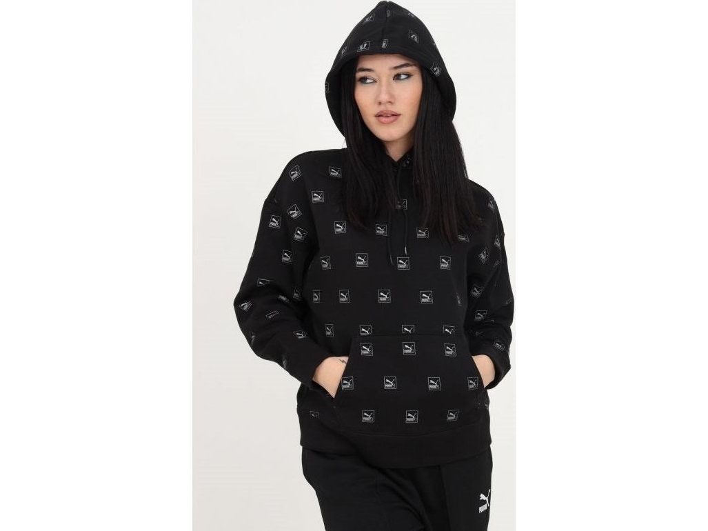 Puma Marke Love Aop Hoodie Fl Schwarz 535706 01