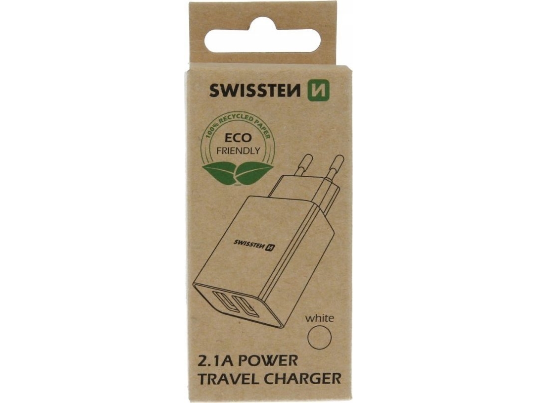 Swissten Travel Charger Smart Ic 2X Usb 2,1A - Weiß