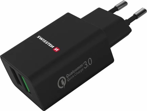 Swissten Travel Ladegerät 2X Usb Qc 3.0 + Usb 23W Schwarz