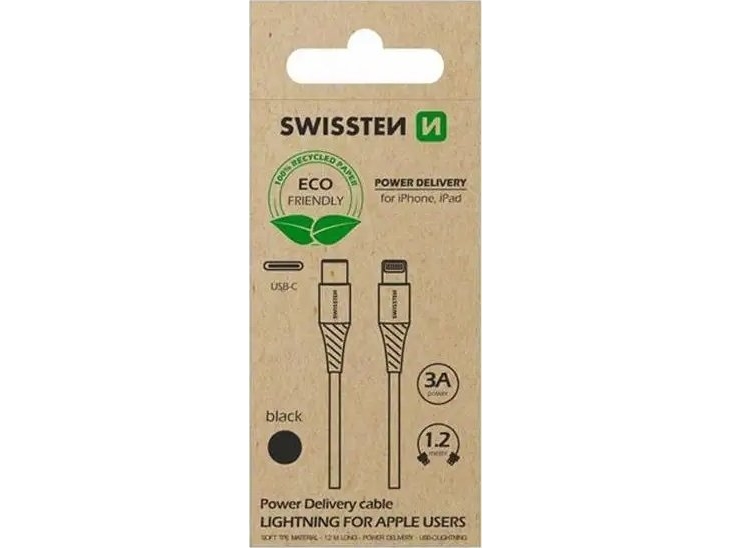 Usb-Kabel Swissten Usb-C Auf Lightning 1,2 M Schwarz (71505300Eco)