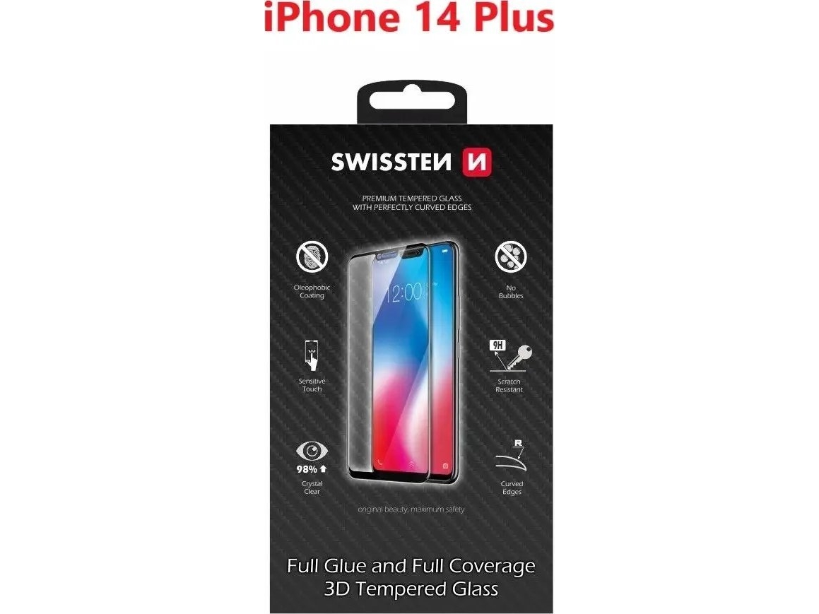 Swissten Ultra Durable 3D Full Glue Glass Apple Iphone 14 Plus - Juodas