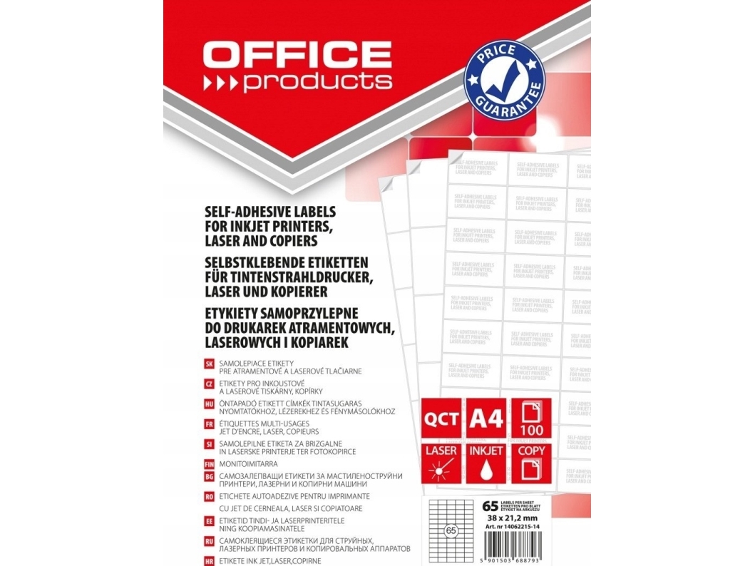 Office Products Etiketter Office Products 38X21,2 Mm Hvide 100 Ark