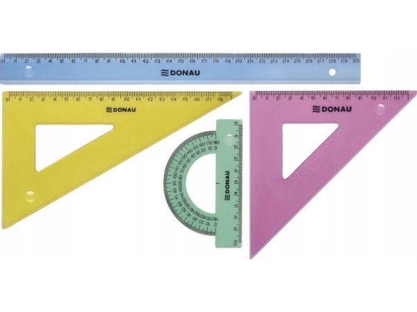 Donau Geometrie-Set Donau, Weiß, Mit Lineal 20 Cm, Anhänger, Mischfarben
