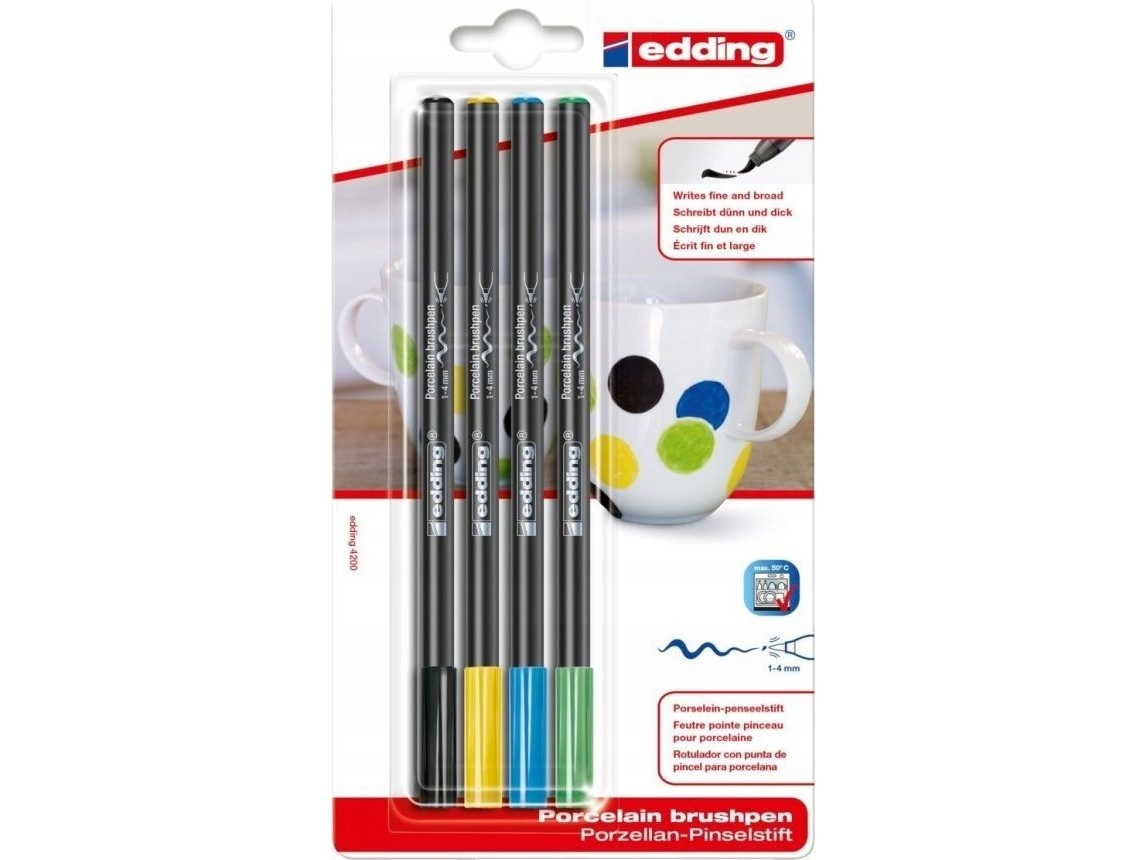 Edding posliinikynä e-4200 EDDING, 1-4 mm, läpipainopakkaus, 4 kpl, sekavärit