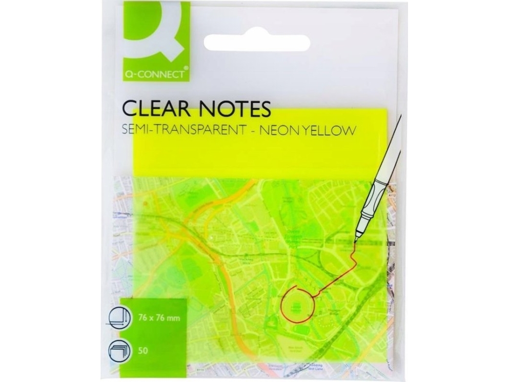 Q-Connect Självhäftande klisterplatta Q-CONNECT, genomskinlig, 76x76mm, 50k, gul | Papper & Emballage - Block & Post-It - Post-it | GameStuff