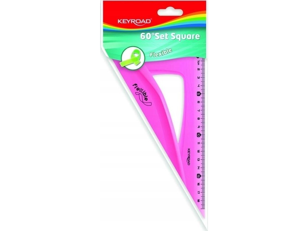 Keyroad Ekierka KEYROAD, 18 cm, 60 grader, elastisk, hängare, mix färger | Skrivredskap - Skrivtillbehör - Linjaler & målare | GameStuff