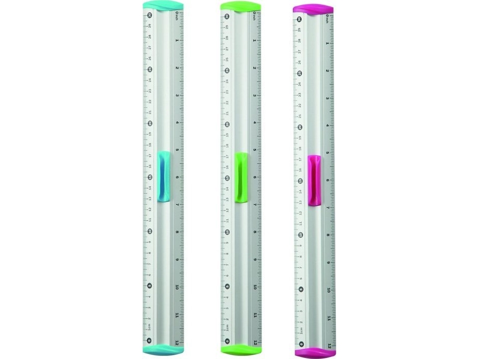 Keyroad Aluminiumslinjal Med Blyantholder Measure Clip 30 Cm Blister Mix Farver