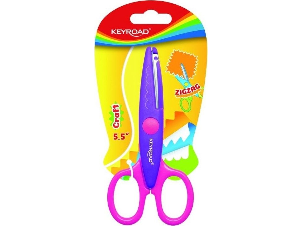 Keyroad KEYROAD Slöjdsax, dekorativ, sicksack, 13cm, blister, mixade färger | Skola & Hobby - Solida färger - Färgkritonger tillbehör | GameStuff