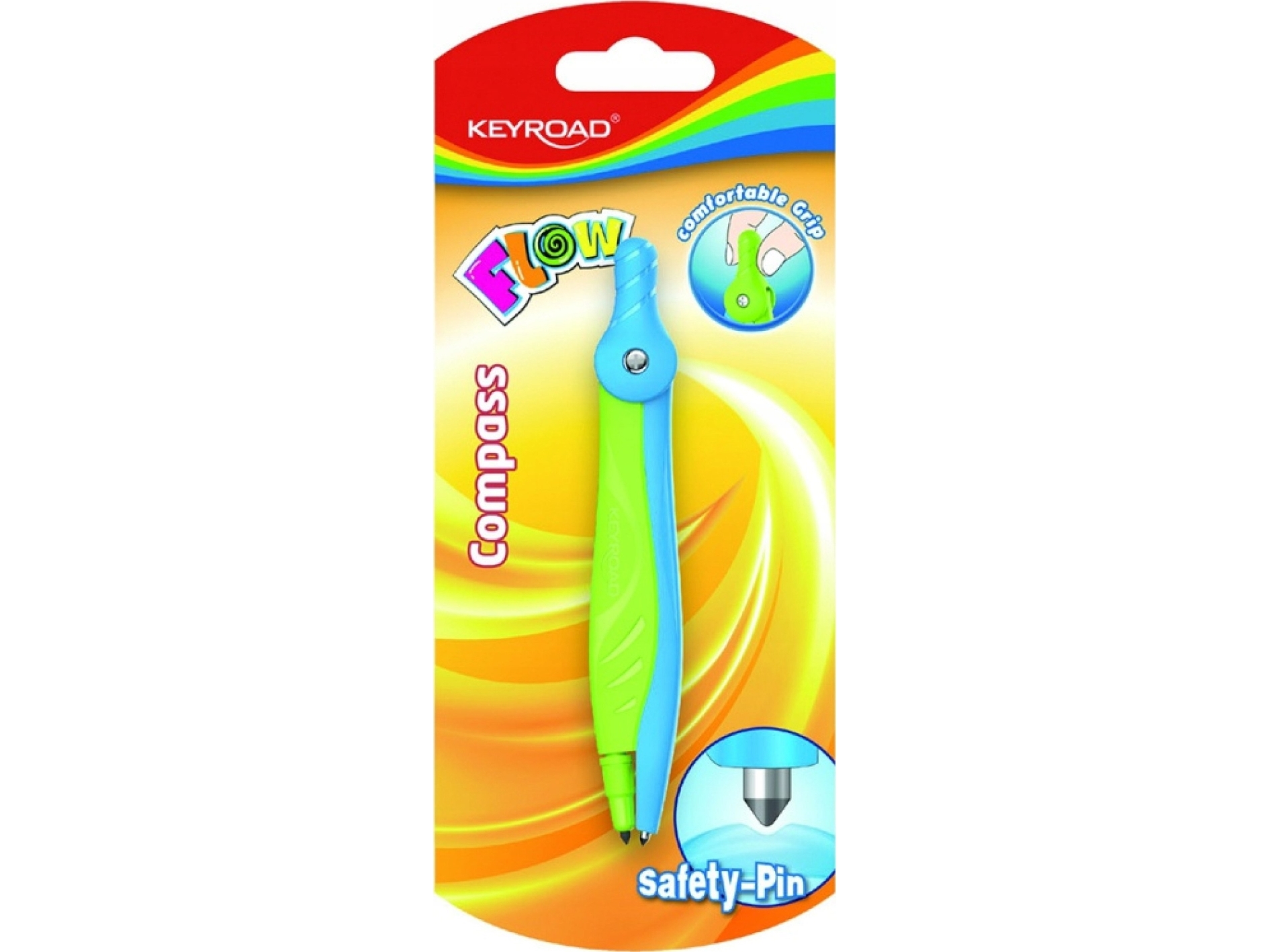 Keyroad KEYROAD Flow plastkompass, blister, mixade färger | Utomhus - Outdoor utrustning - Kompas | GameStuff