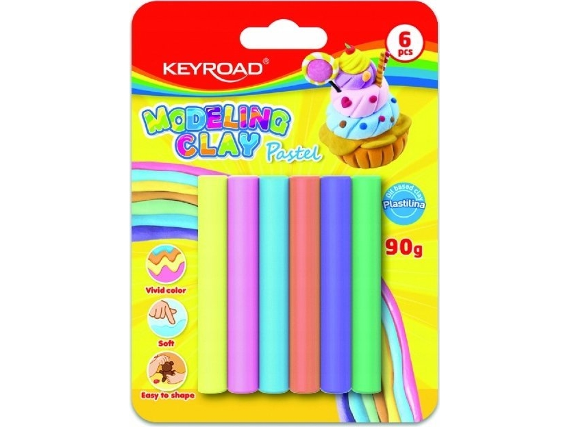 Keyroad Keyroad Plasticine, 6X15g, Pastell, Blister, Blandade Färger