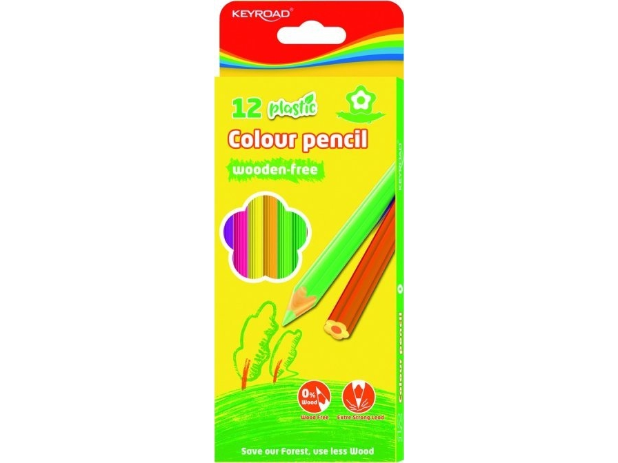 Keyroad KEYROAD blyertspennor, träfria, 12 st, upphängningslåda, display, mixade färger | Skola & Hobby - Solida färger - Färgkritonger tillbehör | GameStuff