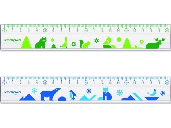 Keyroad Kunststofflineal Keyroad 20 Cm Transparent Mit Deco-Druck, Anhänger