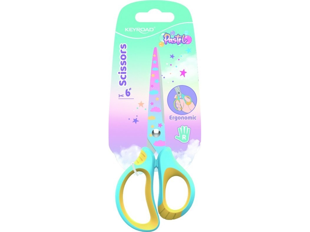 Keyroad Skole-Sakse Keyroad Pastel, Ergonomiske, 15,5 Cm, Blister, Farvemix