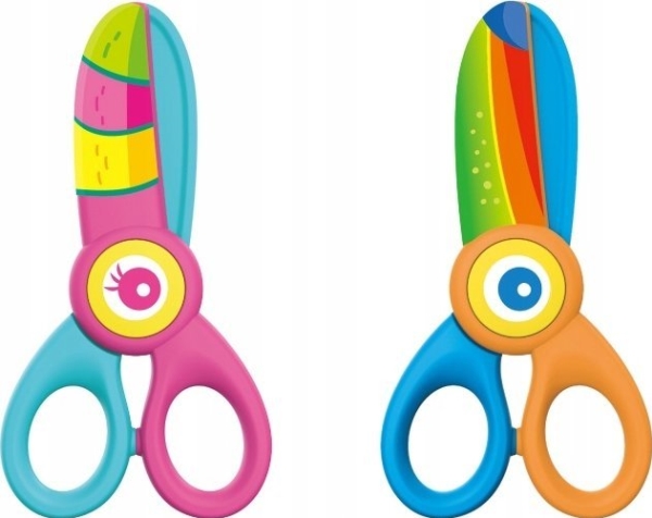 KEYROAD skoleklips/viskelæder (Nozyczki) 5, Kiddy-cut, plast, blister, mix farver