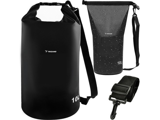 Vandtæt sort 10L taske til udendørs brug