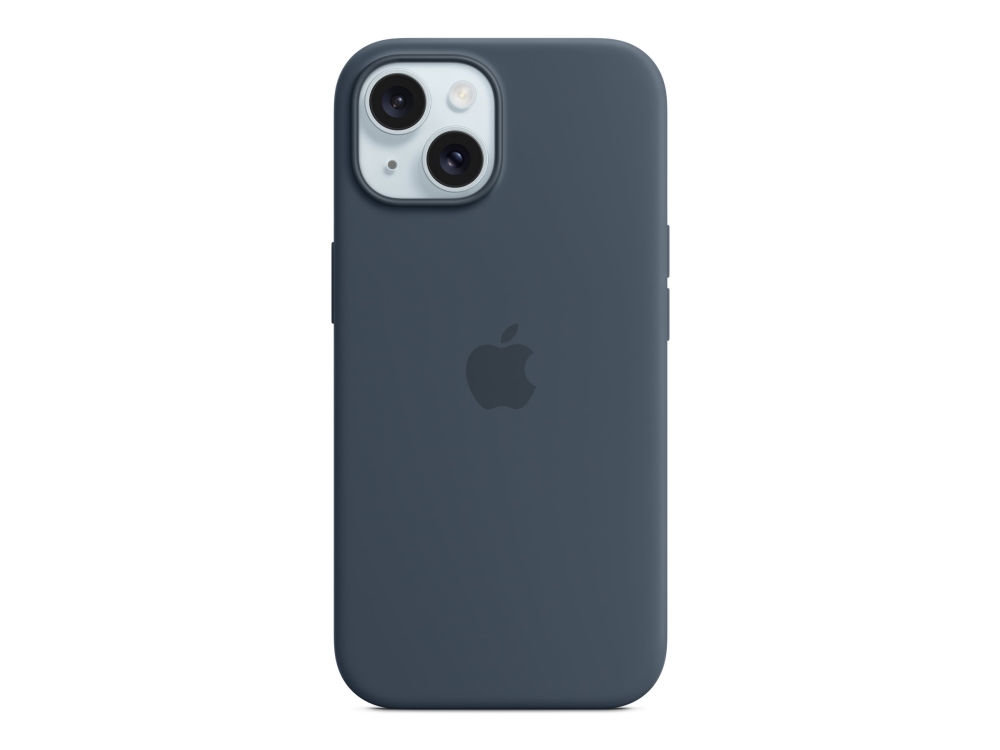 Apple - Bagsidecover til mobiltelefon - MagSafe-kompatibilitet - silicone - stormblå - for iPhone 15