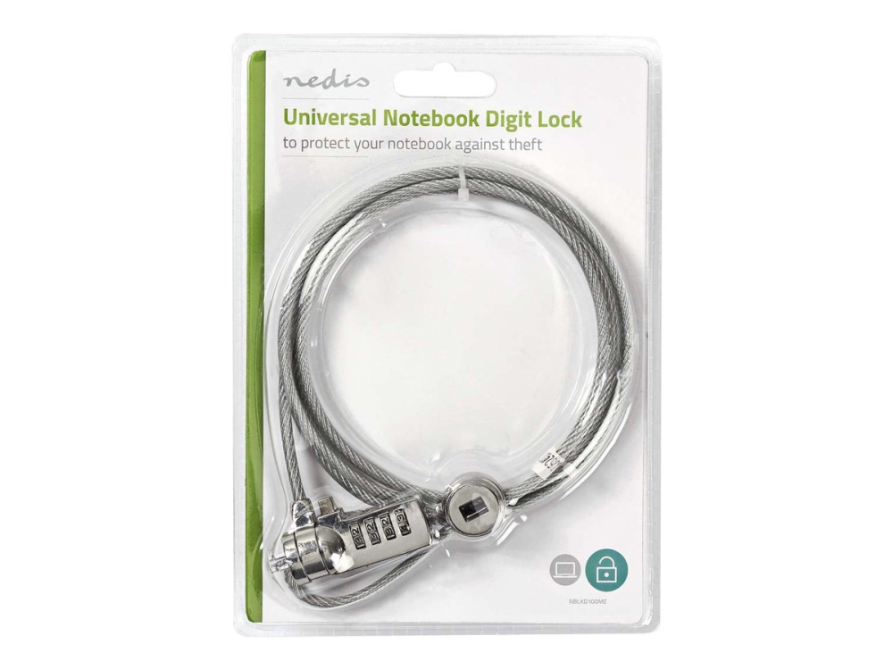Nedis Notebook-Schloss Schloss Typ: Ziffer 1.80 m Zinklegierung, Notebook Security, Silber - Bild 4