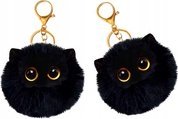 Leantoys Plüsch Katze Schlüsselanhänger Ornament Augen Ohren Schwarz