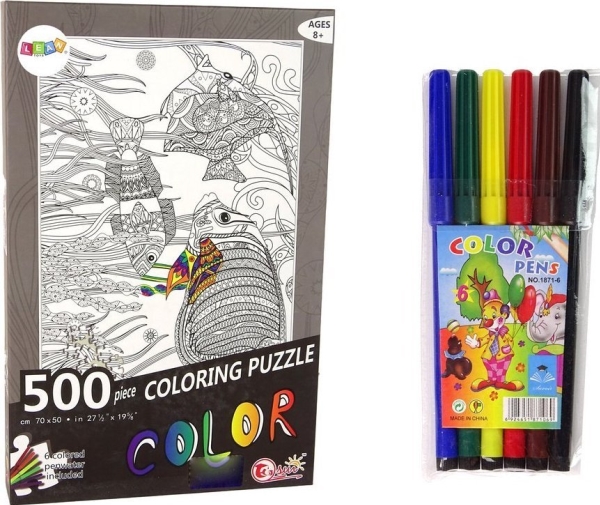 Leantoys Ausmal-Puzzle 500 Teile Fisch Ozean