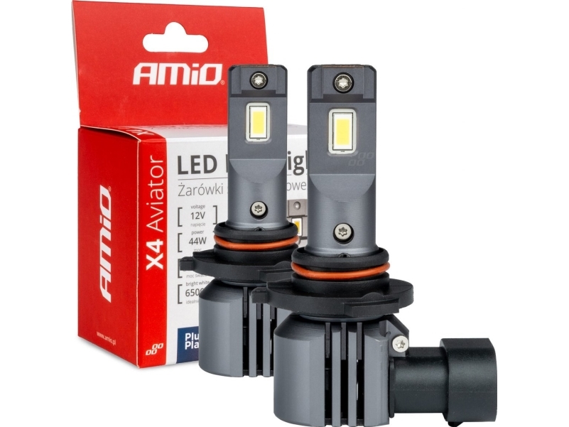 Amio Led-Lampor För Bilar X4-Serien Aviator Hb3/Hir1 9011/H10 6500K Canbus Amio-03766