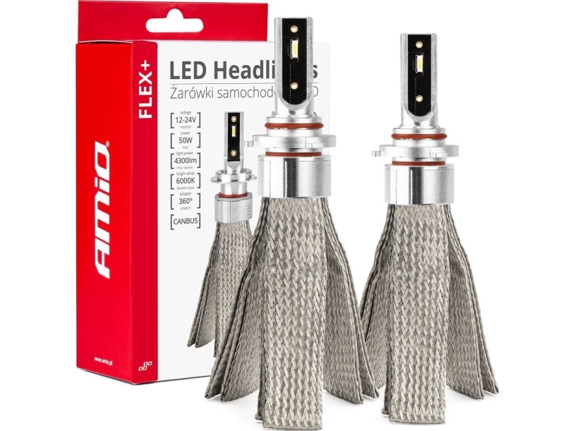Amio Led Autolampen Flex+ Serie Hb3 9005/Hir1 9011/H10 12V 24V 6000K Canbus Amio-03664