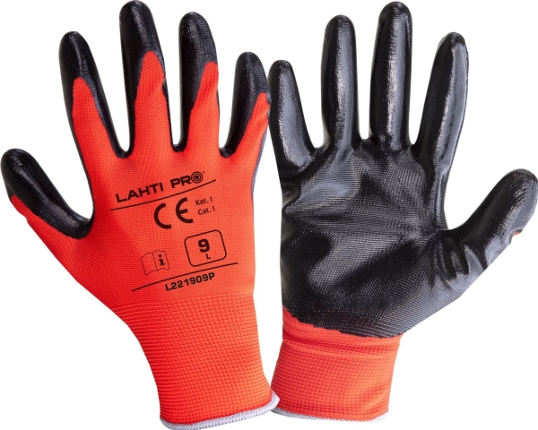Lahti Pro Nitr. Red.-Sort Handsker L221908p, 12 Par, "8", Ce, Lahti