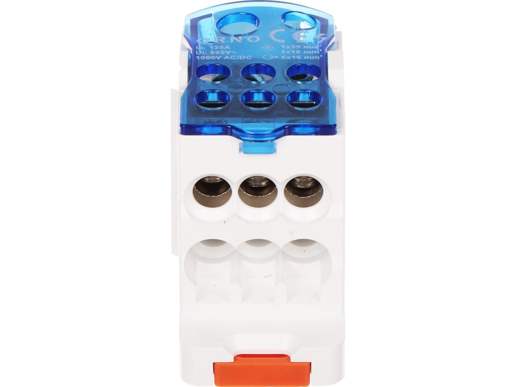 Orno 125A jakelulohko, tuloliitännät 1x16 ja 1x35mm?, lähtöliitännät 6x16mm?