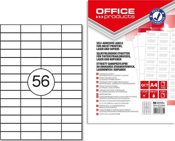 Office Products etiketter A4 52,5x21,2 mm vit (100) | Papper & Emballage - Taggar - Manuell Vit | GameStuff
