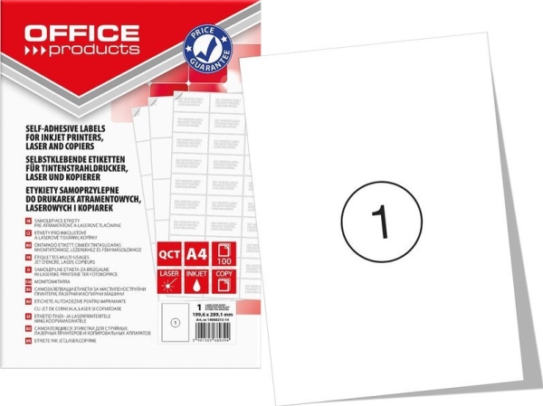 Office Products etiketter A4 199,6x289,1 mm hvid (100)