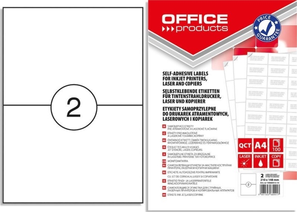 Office Products A4-labels 210x148 mm hvid (100)