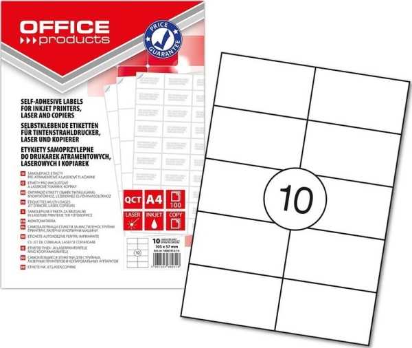 Office Products Etykiety Office Products A4 105x57mm białe (100)