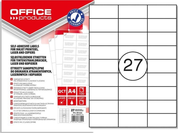 Office Products etiketter 70x30 mm hvide (100)