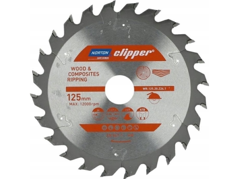 Norton Sägeblatt 125 Mm X 20 Mm X 24Z Für Holz Und Verbundwerkstoffe Atb (2,6 / 1,6)