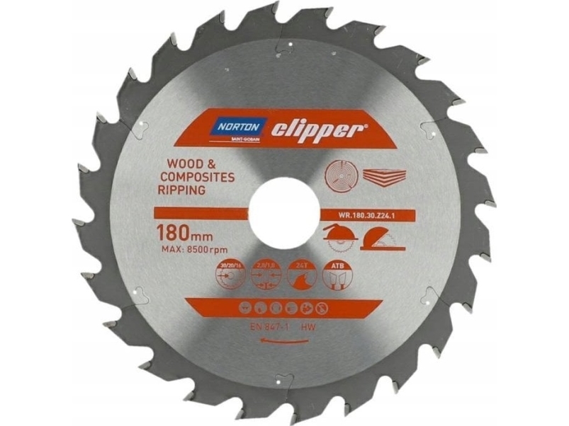 Norton Diskinis Pjūklas 180 Mm X 30 Mm X 24Z Mediena Ir Kompozitai Atb (2,8 / 1,8)
