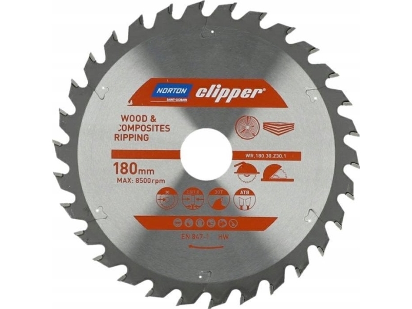Norton Trennscheibe 180Mm X 30Mm X 30Z Für Holz & Verbundwerkstoffe (2,8 / 1,8)