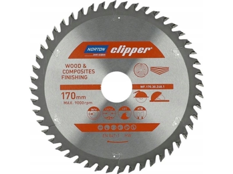Norton Trennscheibe 170 Mm X 30 Mm X 48Z Für Holz & Verbundwerkstoffe Atb (2,6 / 1,6)