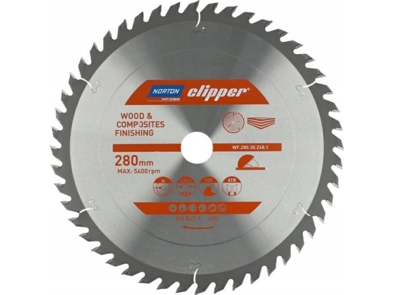 Norton Sägeblatt 280 Mm X 30 Mm X 48Z Für Holz Und Verbundwerkstoffe Atb (3,2 / 2,2)