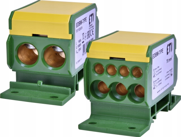 Eti Polam Samleskinnefordelerblok 192A (2X4-70Mm2/3X2,5-25Mm2+4X2,5-16Mm2) Edbm-7/Pe Gul/Grøn 001102424