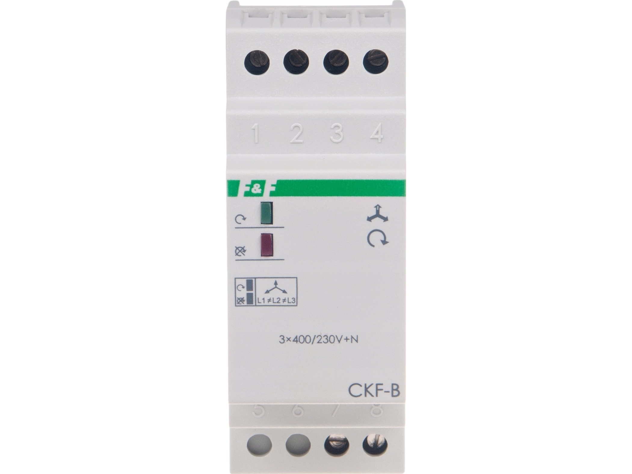 F&F Relais Für Phasenfolge- Und Phasenausfall F&F Ckf-Br-Trms 10A 1No/Nc, Verzögerung 4S, Asymmetrie 40–80V True Rms Für Din-Schiene