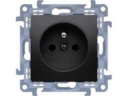 Contact-Simon Simon 10 CGZ1CZ.01/49 jordet enkeltstikdåse med patchpanelmodul 16A, 250V~, hurtigafbryder sort mat
