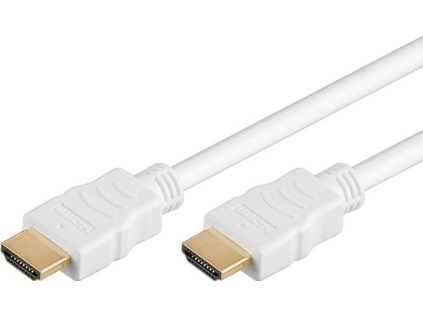 Premiumcord Hdmi High Speed + Ethernet-Kabel, Hvid, Forgyldte Stik, 3 M